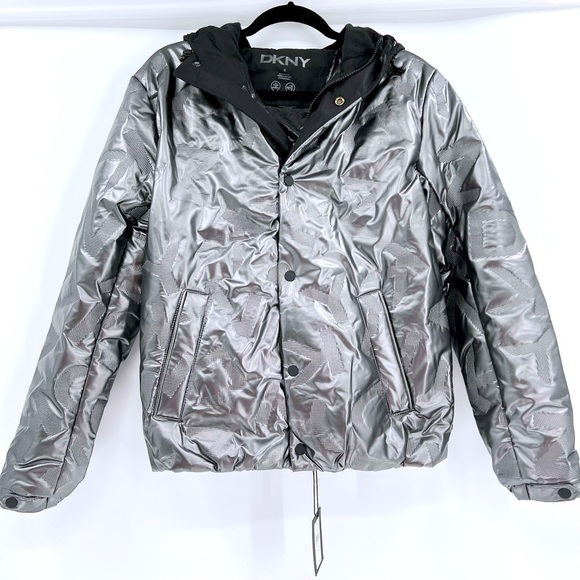 DKNY Men's Water Resistant Bomber Hooded Jacket Print Size S NWT - Picture 12 of 12